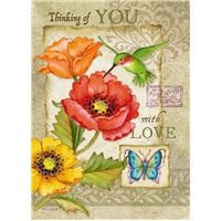 Hummingbird and Poppies