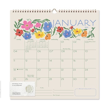 2026 Seedlings Classic Grid Wire Calendar | Garden Party| SCW94863